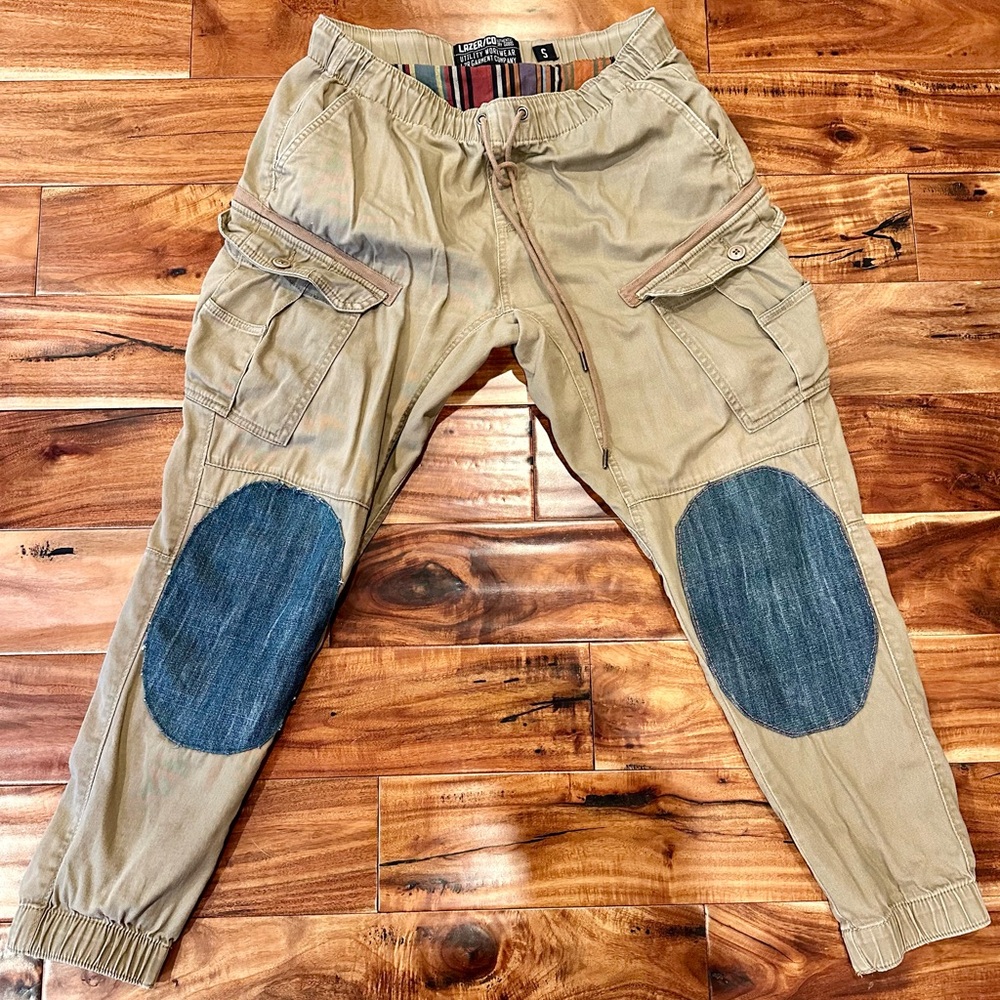 Lazer Workwear Custom Patch Vintage Jogger Pants Hand-Stitched Elastic Waist